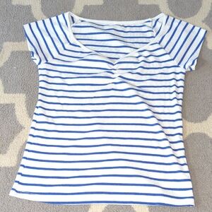 Old Navy Blue and White Striped Short Sleeve Tee